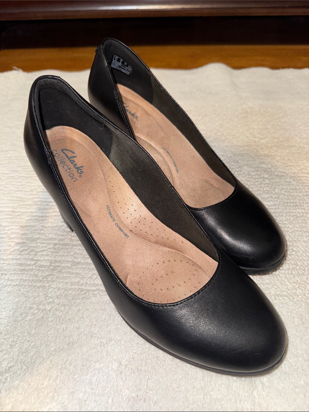 Clarks Black Women's Rounded Toe Heels
